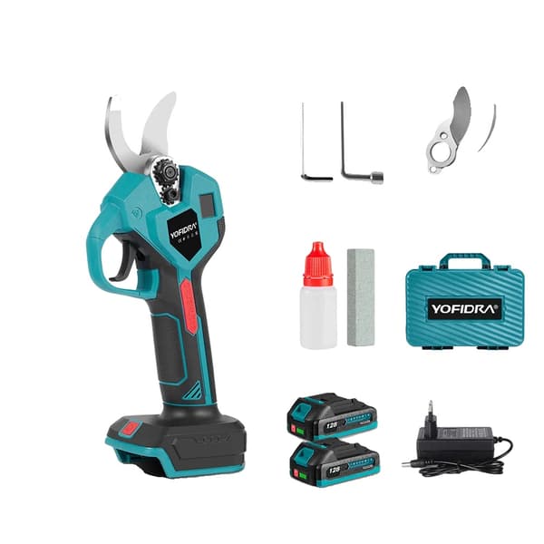 Elektrisk Beskärningssax, 18V Borstlös Motor, 32mm Maximal Bladöppning,2 Batteri