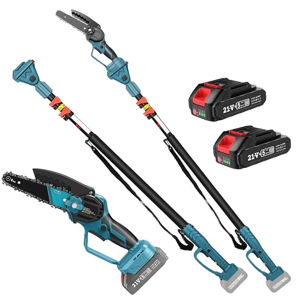 Elektrisk Motorsav, Teleskopisk Stang, Dobbelt Batterisystem,Med 2XBatteri