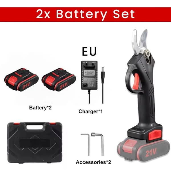 Elektriska Beskärningssaxar, Borstlös Motor, 21V Dubbelt Batterisystem,2 * batteri