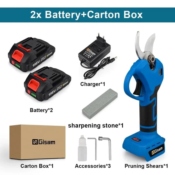 Elektriska Beskärningssaxar, Borstlös Motor, 18V Batterikraft,2 Batterikartong