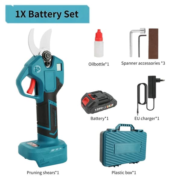 Elektrisk Beskærer, Børsteløs Motor, SK5 Stålblad, 30mm Skærediameter,1 Batteri, EU