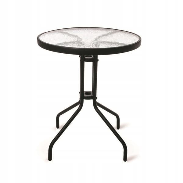 Rundt havebord i glas, sort, 60 cm, Jupiter