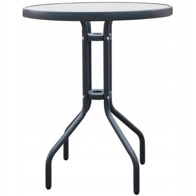 Rundt havebord i glas, sort, 60 cm, Jupiter