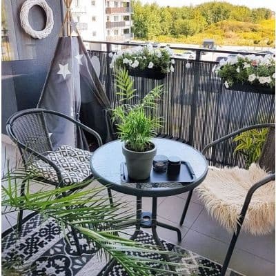 Rundt havebord i glas, sort, 60 cm, Jupiter