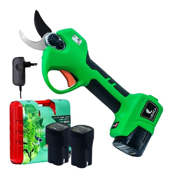 Elektriske Beskærersakse, 500W Børsteløs Motor, 28mm Maksimal Skærediameter,LD-8604 2 batterier