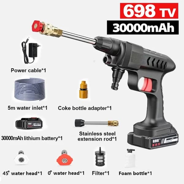 Bilvask Vasker Gun, Bærbar, Højtryk, 30000mAh EU-stik