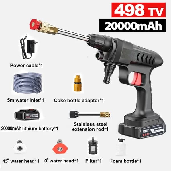 Bilvask Vasker Gun, Bærbar, Højtryk, 20000mAh EU-stik