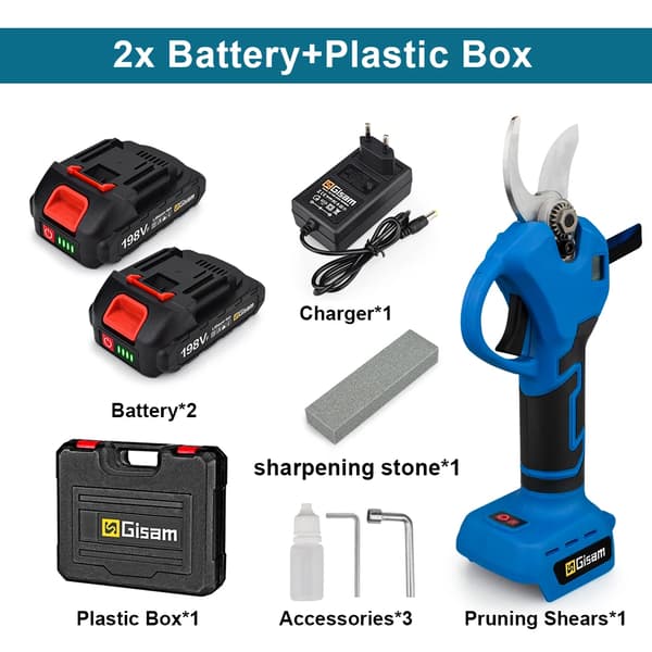Elektriske Beskæresakse, 18V Batteridrevet, Børsteløs Motor, CE Certificeret,2 Batteri Plastik