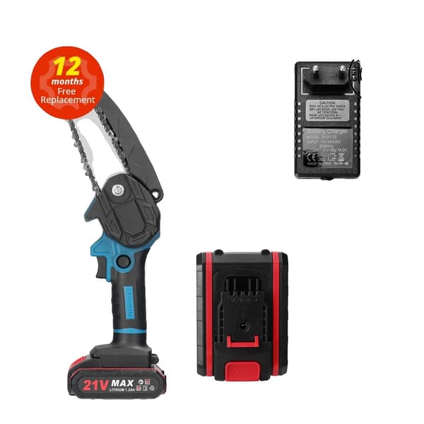 Elektrisk Beskæringssav, 6 Tommer Guideplade, 21V Batteri,EU, 10 stk 6 tommer