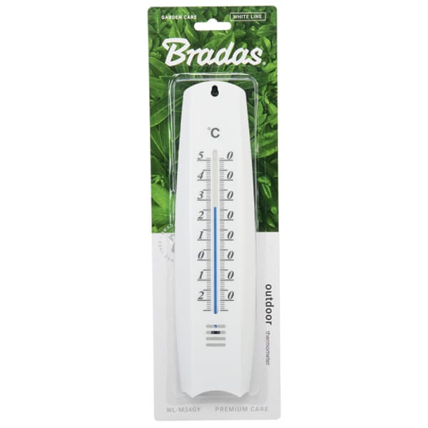 Udendørs vinduestermometer, hvid plastik, -25/50°C, længde 26 cm