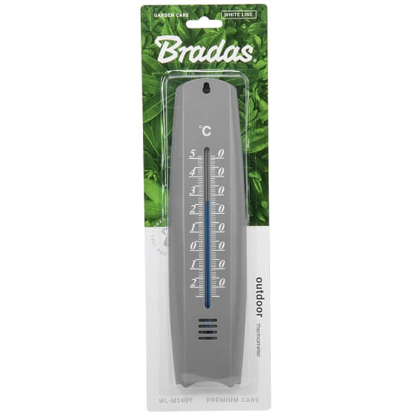 Udendørs vinduestermometer, plastikgrå, -25/50 grader Celsius, længde 26 cm