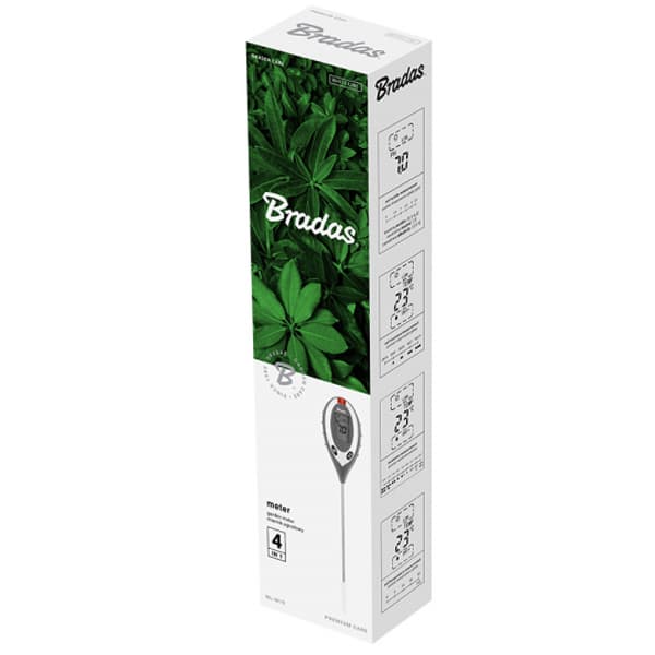 4-funktioners jordmätare: pH, luftfuktighet, solljus, temperatur, LCD-display