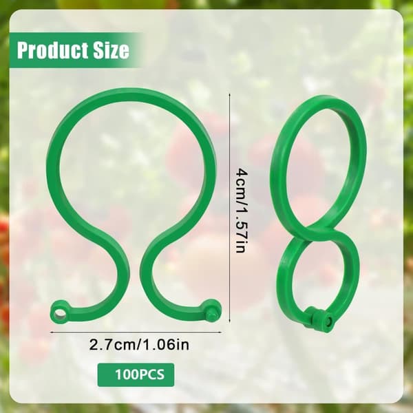 Lollanda Haveplanteclips, Plast, Ringdesign, Støtte til vinstokke, Tomater og blomster, Dekorativt havetilbehør