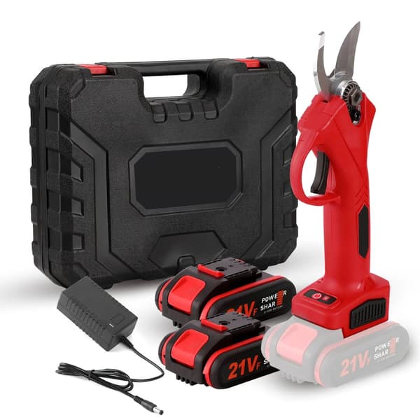 Elektrisk Beskærer, 21V Batteri, 600w Effekt, 3cm Saksåbning,2*batteri