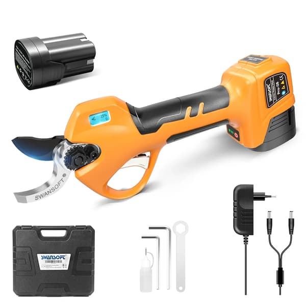 Trådløse elektriske beskærersakse, DC16.8V, Letvægts 0.9KG, Klippe diameter 25MM/32MM,to batterier, Pru-28 gul