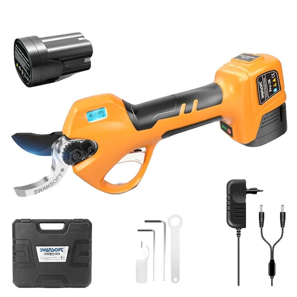 Trådløse elektriske beskærersakse, DC16.8V, Letvægts 0.9KG, Klippe diameter 25MM/32MM,to batterier, Pru-28 gul