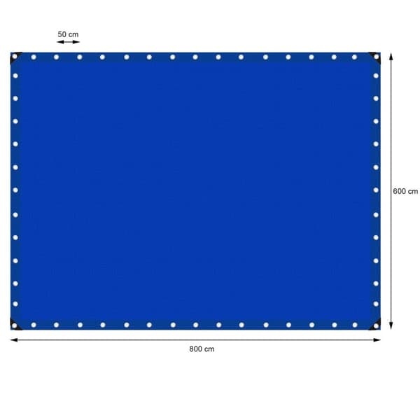 ECD Germany presenningsstof presenning med øjenlåg 6x8m 48m ² 180g / m² blå lavet af polyethylen skimmelbestandig vandtæt, tårebeskyttet presenning