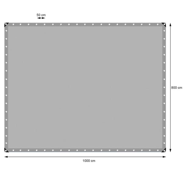 ECD Germany presenningsstof presenning med øjenlåg 8x10m 80m² 180g / m² grå lavet af polyethylen skimmelbestandig vandtæt, tårefast beskyttende