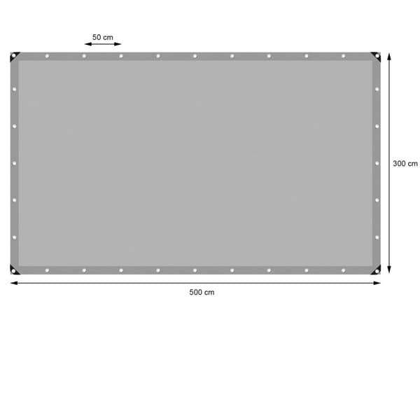ECD Germany presenningsstof presenning med øjenlåg 3x5m 15m² 180g / m² grå lavet af polyethylen skimmelbestandig vandtæt, rivebestandig beskyttende