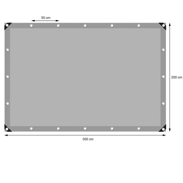 ECD Germany presenningsstof presenning med øjenlåg 2x3m 6m² 260g / m² grå lavet af polyethylen formbestandig vandtæt, tårefast beskyttende presenning