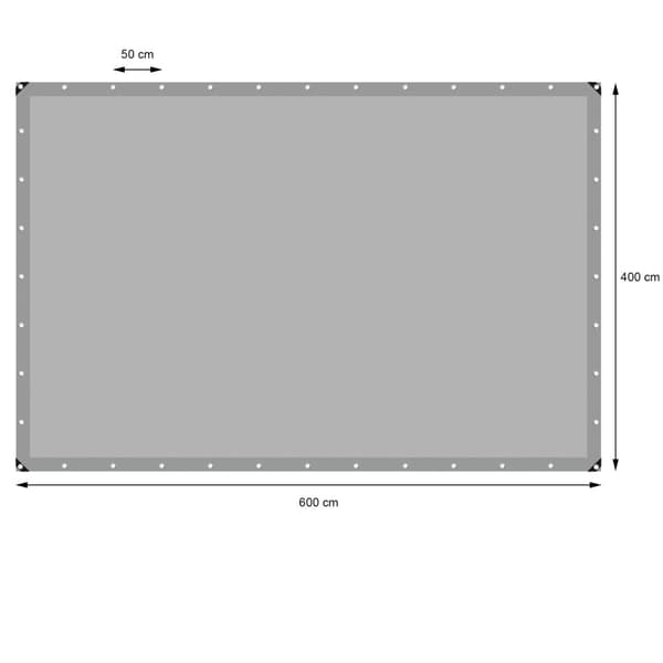 ECD Germany presenningsstof presenning med øjenlåg 4x6m 24m² 260g / m² grå lavet af polyethylen støbefast vandtæt, rivebestandig beskyttende