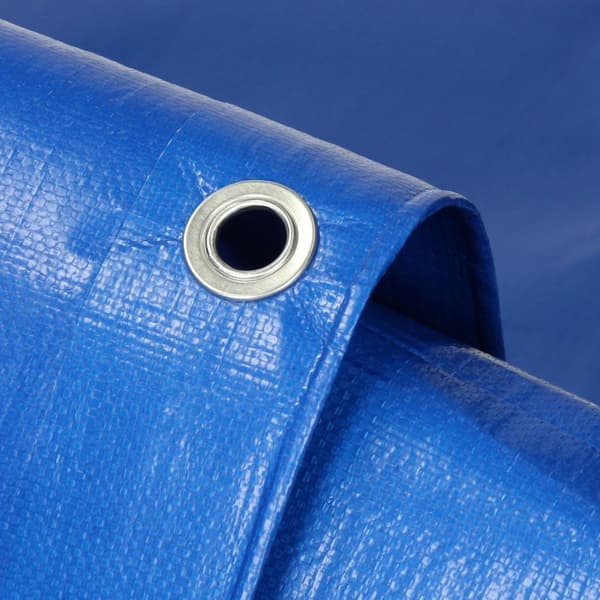 ECD Germany presenningsstof presenning med øjer 6x8m 48m ² 260g / m² blå lavet af polyethylen skimmelbestandig vandtæt, rivebeskyttet presenning båd