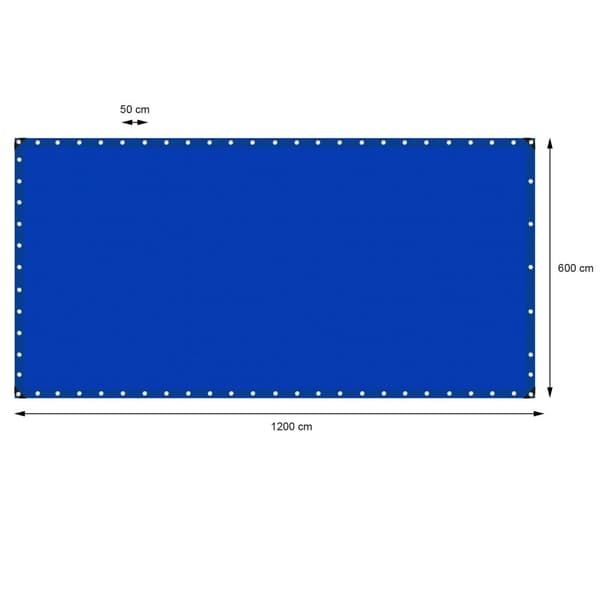 ECD Germany presenningsstof presenning med øjenlåg 6x12m 72m² 260g / m² blå lavet af polyethylen skimmelbestandig vandtæt tårefast beskyttende
