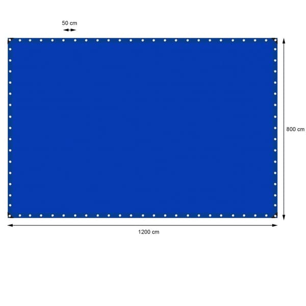 ECD Germany presenningsstof presenning med øjer 8x12m 96m² 260g / m² blå lavet af polyethylen støbefast vandtæt, tårefast beskyttende presenning båd