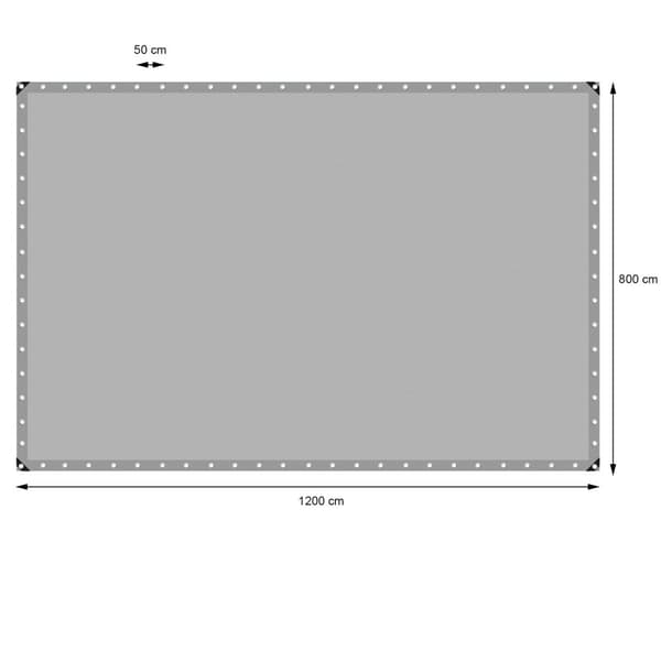 ECD Germany presenningsstof presenning med øjenlåg 8x12m 96m² 260g / m² grå lavet af polyethylen formfast vandtæt, rivebestandig beskyttende