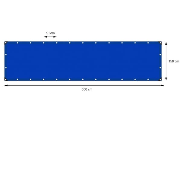 ECD Germany presenningsstof presenning med øjenlåg 1,5x6m 9m² 260g / m² blå lavet af polyethylen støbefast vandtæt, tårefast beskyttende presenning
