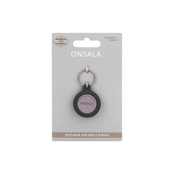 Onsala Airtag Holder Silikon Svart med Nøkkelring