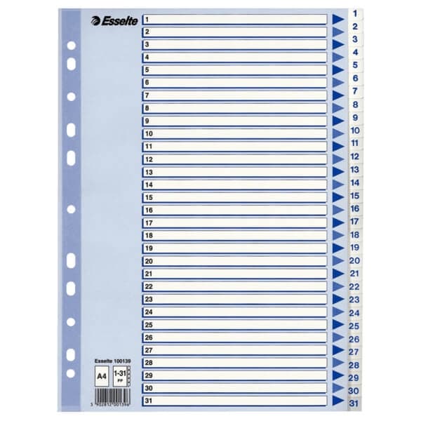ESSELTE Register Non-Stop A4/1-31 Vit