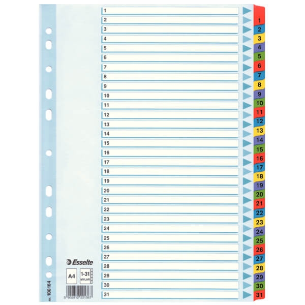 ESSELTE Register Mylar A4/1-31 Multifärgat