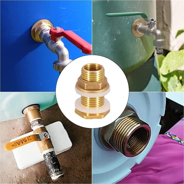 1/2" Brass Water Tank Connector - 2 Pieces Connector for Faucet, Rain Bucket - 4.2cm Socket