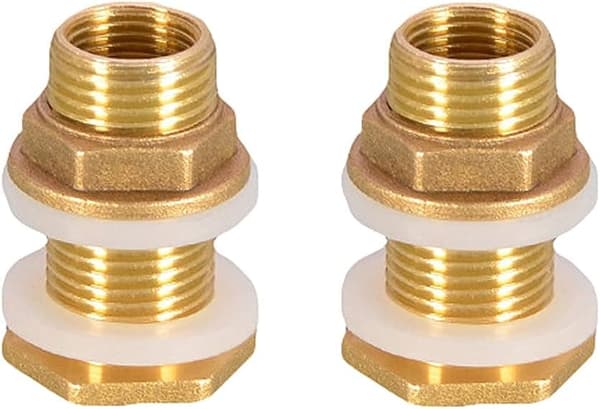 1/2" Brass Water Tank Connector - 2 Pieces Connector for Faucet, Rain Bucket - 4.2cm Socket