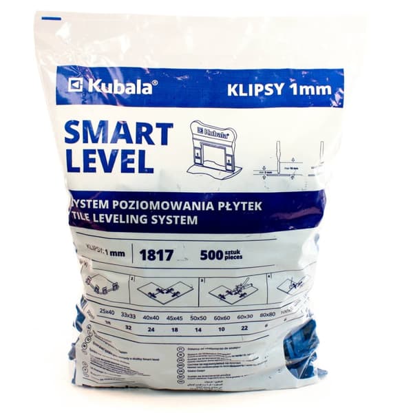 KUBALA 1817 NIVÅUTJÄMNINGSKLIPP 1 MM 500 ST