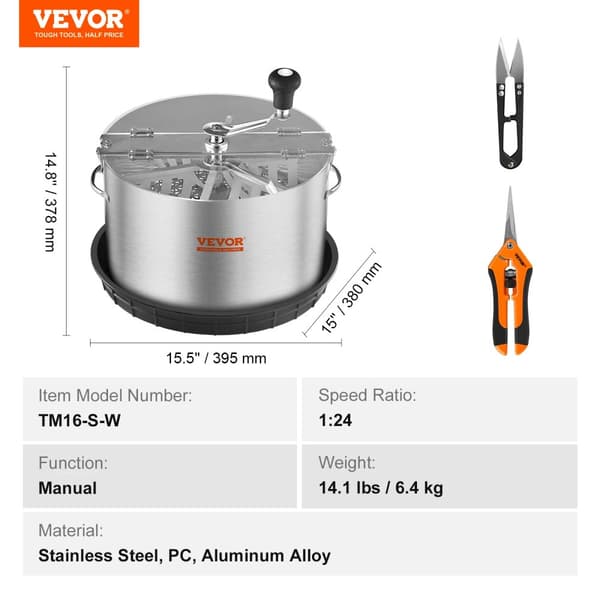 VEVOR Manuell Bud Trimmer, 16" Storlek, 1:24 Växelförhållande,Topptyp