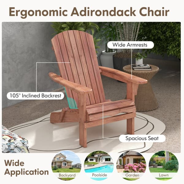 Sammenklappelig Adirondack-stol, 35x28x37 tommer, Brun