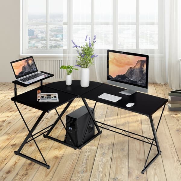 L-formad Speldator Skrivbord, 147x112x94 cm, Svart