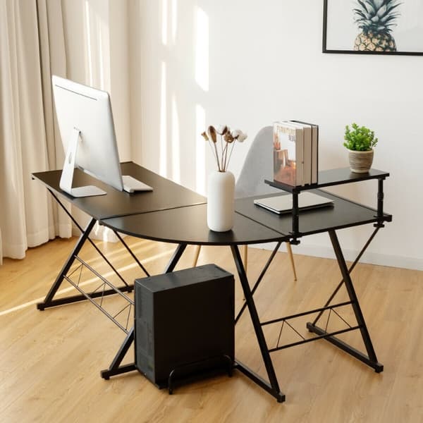 L-formad Speldator Skrivbord, 147x112x94 cm, Svart