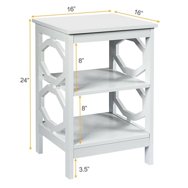 Natbord, 16x16x24 tommer, Hvid