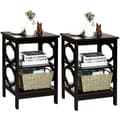 Miniatyrbillede 7 af 8: Natbord, 2 stk., 3 hylder, 16x16x24 tommer, Espresso/Grå/Hvid