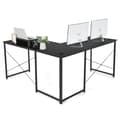 Miniatyrbillede 8 af 8: Computerskrivebord, 95 tommer 2-personers L-formet Langt Vendbart Computerskrivebord med Skærmstativ, 95x24x29 tommer, Sort