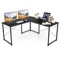 Miniatyrbillede 1 af 8: Computerskrivebord, 95 tommer 2-personers L-formet Langt Vendbart Computerskrivebord med Skærmstativ, 95x24x29 tommer, Sort