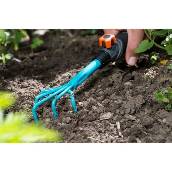 GARDENA Combisystem® blomklo - 3 tänder - Rostfritt stål - Verktyg för att lossa och lufta jorden