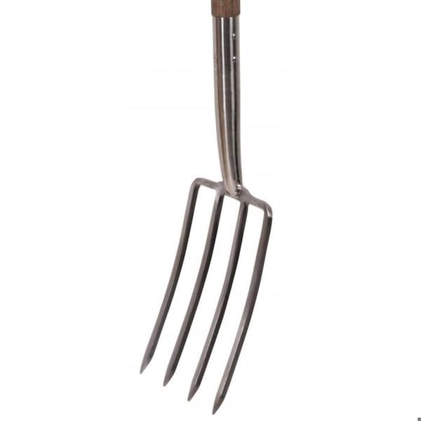 Grävgaffel - Spear & Jackson - R712 - Polerat rostfritt stål - Lövträhandtag - Väderbeständig