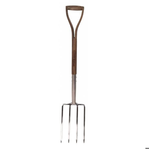 Grävgaffel - Spear & Jackson - R712 - Polerat rostfritt stål - Lövträhandtag - Väderbeständig