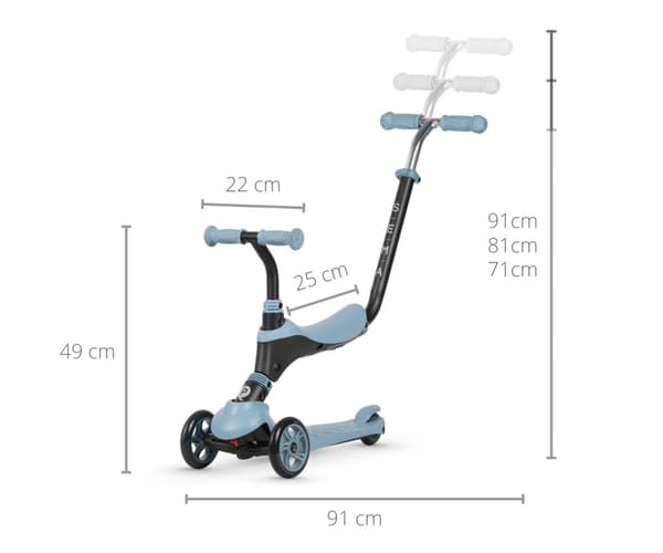 Qplay Sema 3i1 blå scooter