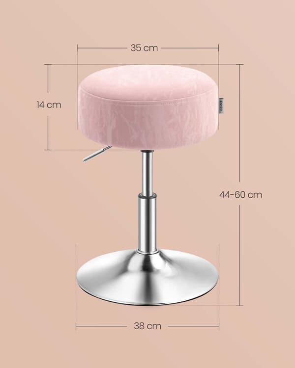 In hoogte verstelbaar en 360° draaibaar make-up krukje in pastelroze