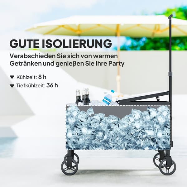 Kølevogn, 76L, 87x46x120 cm, Sort